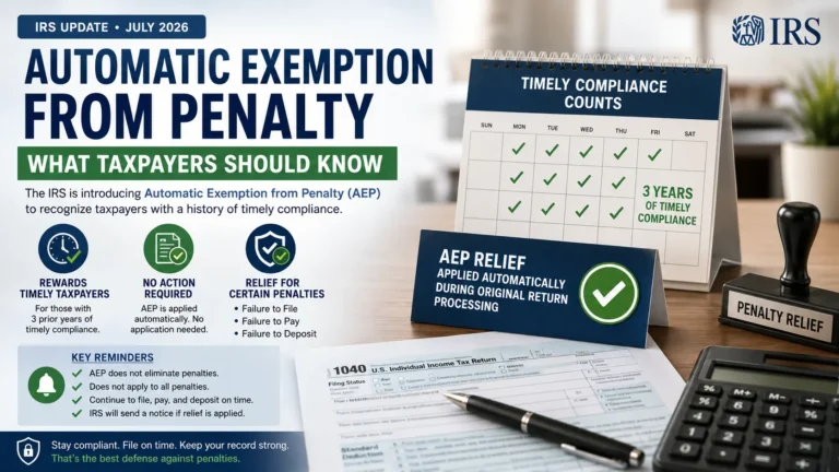 Automatic Exemption from Penalty IRS Introduces New Relief for Eligible Taxpayers